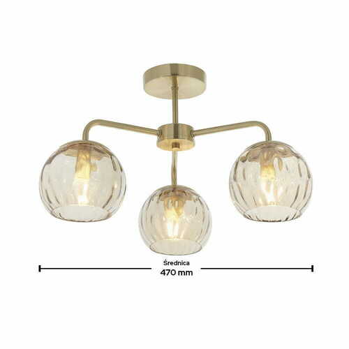 Kontrollera Taklampa Endon Dimple mässing glas 3-ljus E14 52 cm 91968
