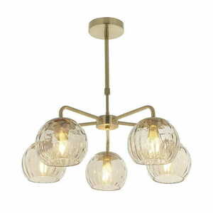 Pendellampa Endon Dimple 5-ljus mässing/transparent E14 59 cm 91969 small 1