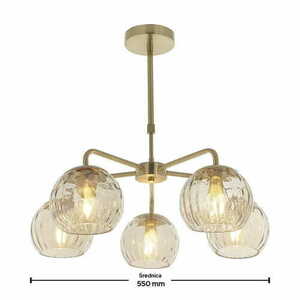Pendellampa Endon Dimple 5-ljus mässing/transparent E14 59 cm 91969 small 2