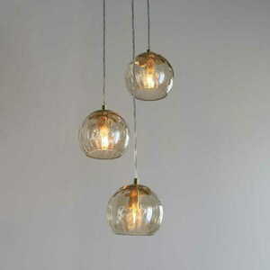 Pendellampa Endon Dimple 3-ljus satinmässing champagneglas 91971 small 2