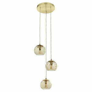 Pendellampa Endon Dimple 3-ljus satinmässing champagneglas 91971 small 5
