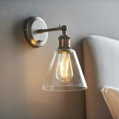 Kontrollera Vägglampa Endon Hal mässing transparent E27 LED dimbar 92874