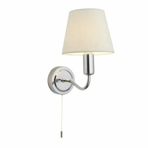 Kontrollera CONWAY badrumsvägglampa krom med elfenbensfärgad skärm IP44 Endon 93851