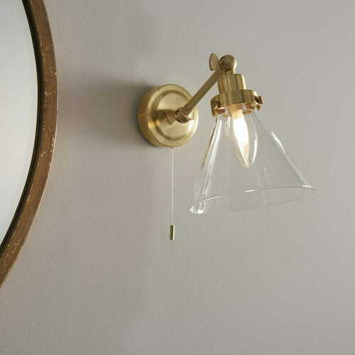 Kontrollera Endon Faraday Vägglampa Guld Transparent G9 IP44 93854