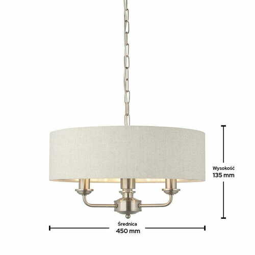 Kontrollera Pendellampa Endon Highclere 3-ljus beige/krom 94361