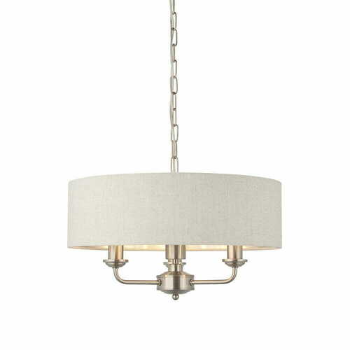 Kontrollera Pendellampa Endon Highclere 3-ljus beige/krom 94361