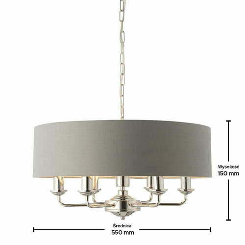 Kontrollera Pendellampa Endon Highclere 6-ljus Grå/Krom Ø55 cm E14 94373