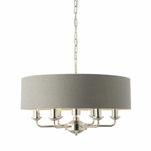 Kontrollera Pendellampa Endon Highclere 6-ljus Grå/Krom Ø55 cm E14 94373