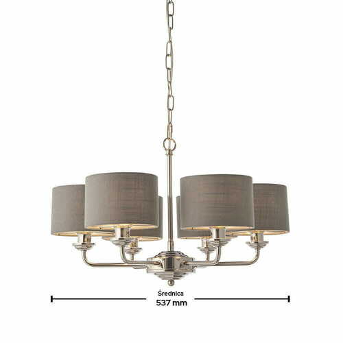 Kontrollera Pendellampa Endon Highclere Grå/Nickel 6-arm E14 53,7 cm 94381