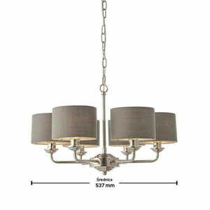 Pendellampa Endon Highclere Grå/Nickel 6-arm E14 53,7 cm 94381 small 1