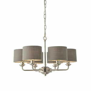 Pendellampa Endon Highclere Grå/Nickel 6-arm E14 53,7 cm 94381 small 0