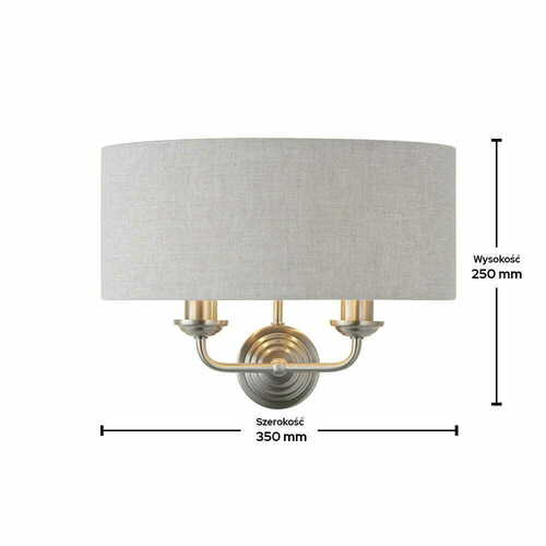 Kontrollera Vägglampa Endon Highclere 2-ljus beige/grå tyg E14 94403