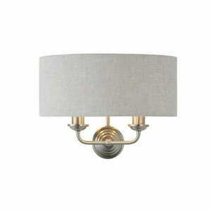 Vägglampa Endon Highclere 2-ljus beige/grå tyg E14 94403 small 0