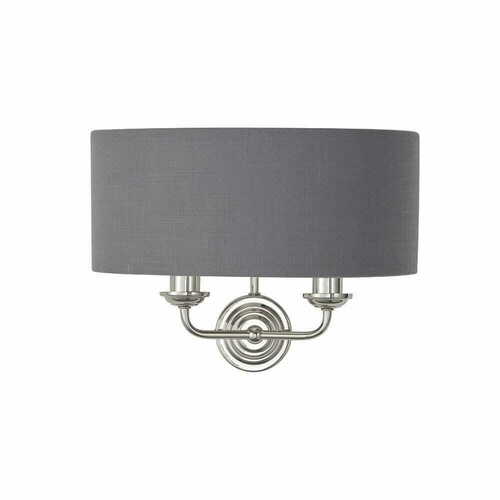 Kontrollera Vägglampa Endon Highclere 2-ljus E14 mörkgrå/silver 94406