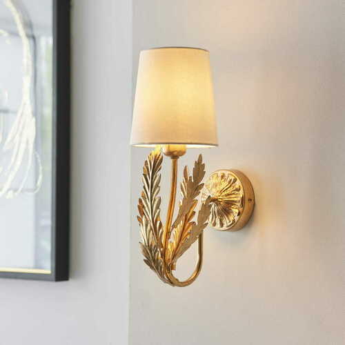 Kontrollera Vägglampa Endon Delphine beige/guld E14 95040