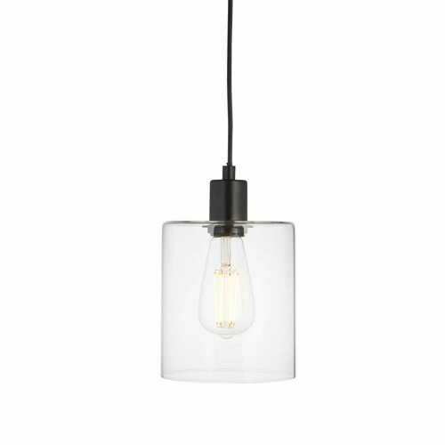 Kontrollera Pendellampa Endon Toledo svart transparent E27 95472