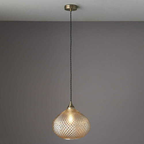 Kontrollera Pendellampa Endon Livia 95480 mässing glas E27 dimbar