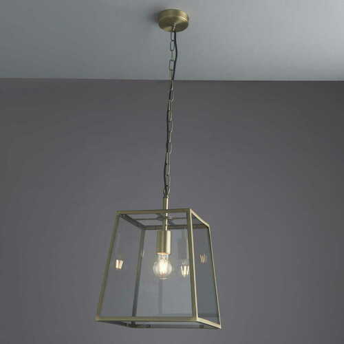 Kontrollera Pendant Light Endon Hurst Brass Transparent E27 95835