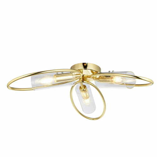 Kontrollera Endon Amari 97228 taklampa, mässingsfinish och klart glas, 3×E14, 56,5 cm