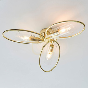 Endon Amari 97228 taklampa, mässingsfinish och klart glas, 3×E14, 56,5 cm small 1