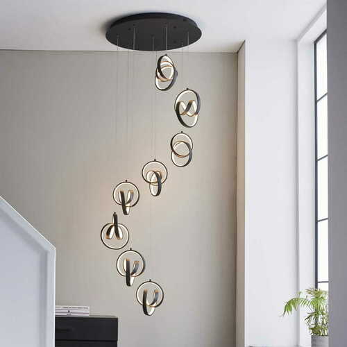 Kontrollera Pendant Light Endon Cosma 97625 Svart LED 8L 3000K Dimmbar