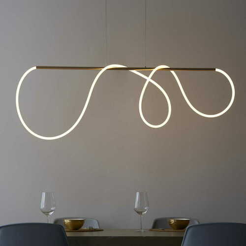 Kontrollera Pendellampa Endon Attalea 97629 LED mässing vit 5100lm 3000K