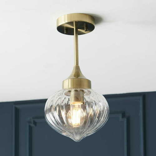 Kontrollera Taklampa Endon Addington mässing/transparent E27 Ø20 cm 97684
