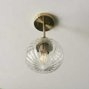 Endon Addington 97684 taklampa, antikmässing, klart räfflat glas, E27, Ø20 cm small 4
