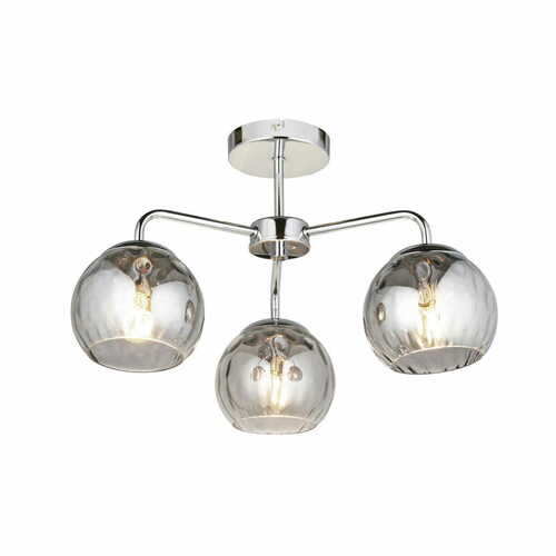 Kontrollera Taklampa Endon Dimple 3-armad krom/rökglas E14 97971