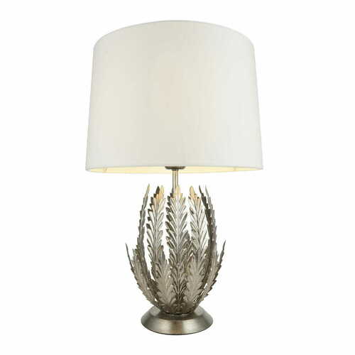 Kontrollera Stående lampa Endon Delphine vit silver tyg E27 55 cm 98046