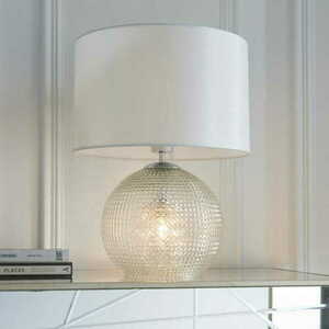 Golvlampa Endon Knighton vit glas tyg E27 46,2 cm 98085 small 1