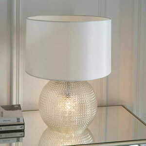 Golvlampa Endon Knighton vit glas tyg E27 46,2 cm 98085 small 3