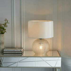 Golvlampa Endon Knighton vit glas tyg E27 46,2 cm 98085 small 4