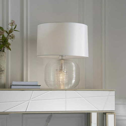 Kontrollera Stående lampa Endon Westcombe vit transparent E27 44,5 cm 98086