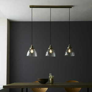 Pendellampa Endon Hansen mässing 3-ljus E27 stål glas 98114 small 3