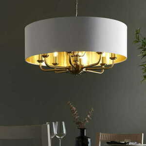 Pendellampa Endon Highclere antik mässing/vintage vit 8xE14 70 cm 98938 small 1
