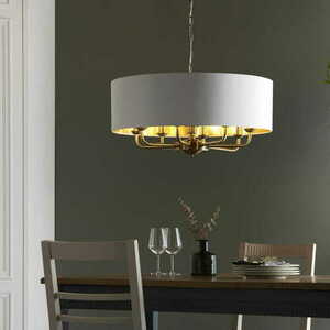 Pendellampa Endon Highclere antik mässing/vintage vit 8xE14 70 cm 98938 small 4