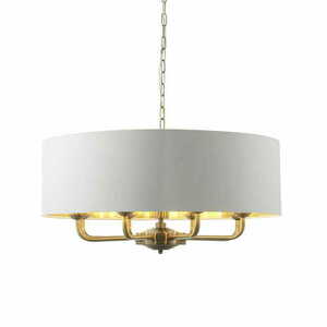Pendellampa Endon Highclere antik mässing/vintage vit 8xE14 70 cm 98938 small 0