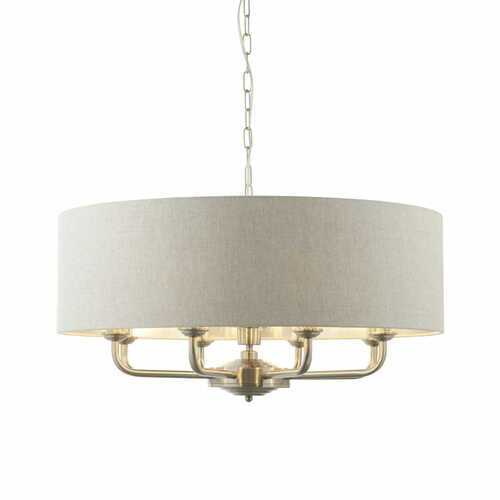 Kontrollera Pendellampa Endon Highclere 8L Beige/Silver 70 cm 99152
