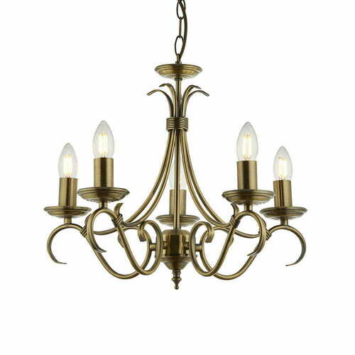 Kontrollera Pendellampa Endon Bernice Mässing 5-ljus E14 44 cm