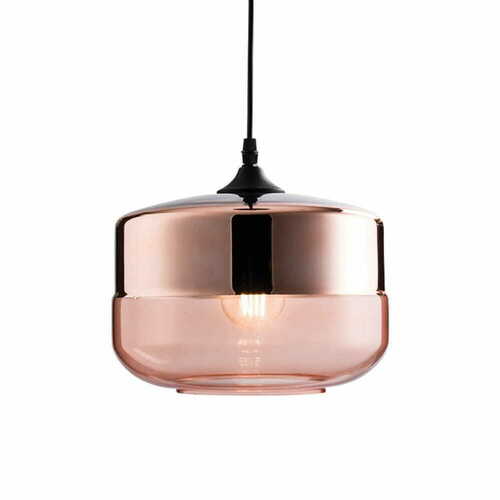 Kontrollera Pendellampa Endon Willis 60182 koppar svart glas metall E27 Ø25 cm