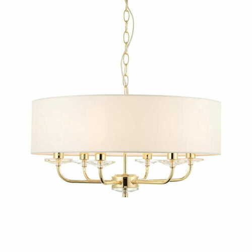 Kontrollera Pendellampa Endon Nixon 6-ljus mässing/vit 55 cm E14 70561