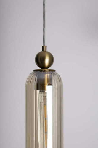 Kontrollera Pendant Light Max Light Campanila P0510 Brass Amber Glass 10 cm