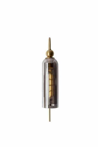 Kontrollera Vägglampa Max Light Campanila W0333 mässing rökt glas E27 56 cm