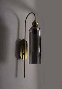 Vägglampa Max Light Campanila W0333 mässing rökt glas E27 56 cm small 2