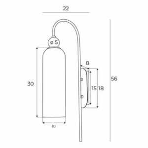 Vägglampa Max Light Campanila W0333 mässing rökt glas E27 56 cm small 3