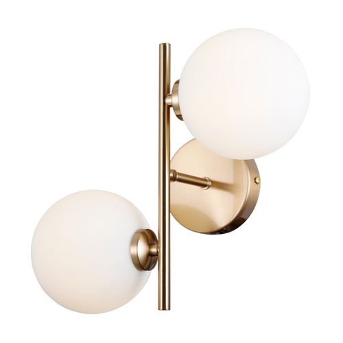 Kontrollera Vägglampa Italux Mirellio mässing/vitt glas G9 2 ljuskällor WL-66463-2-HB