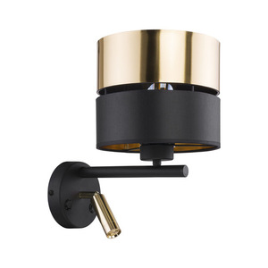 Hilton Svart/Guld Vägglampa 2Xe27+Led small 0