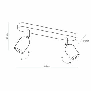 Top Taklampa 2 Pł Svart/Krom small 2