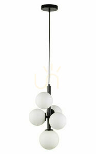 Pendellampa Sigma Perla 5 svart vit glas G9 33488 small 0